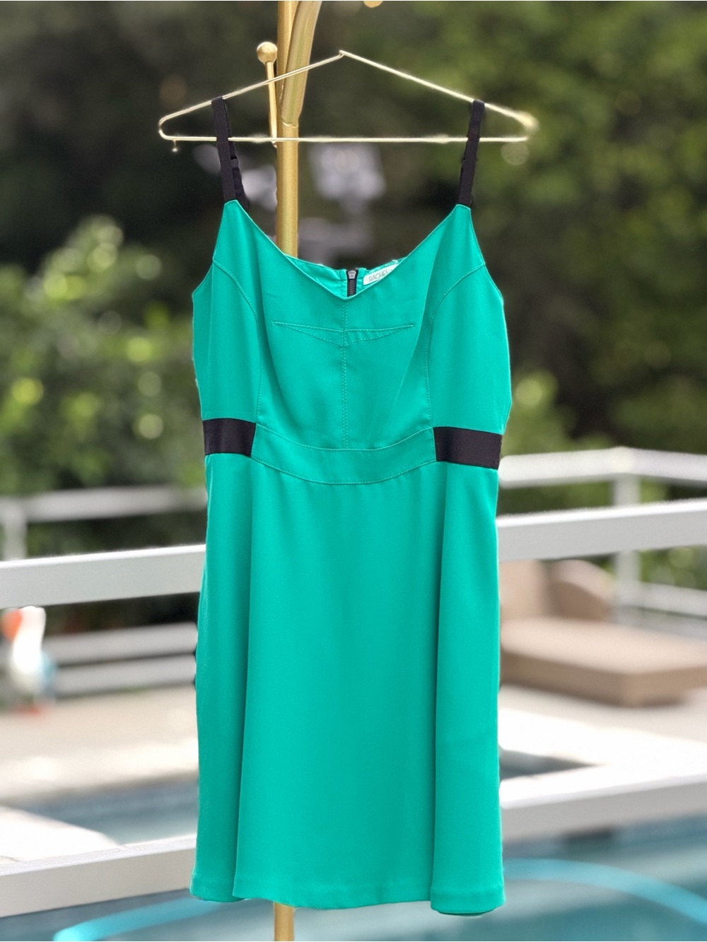 RACHEL Rachel Roy Teal Mini Dress with Black Straps